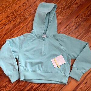 Athleta GIRL All Day Half Zip Hoodie in “Lake Teal” color Size Medium (8-10)